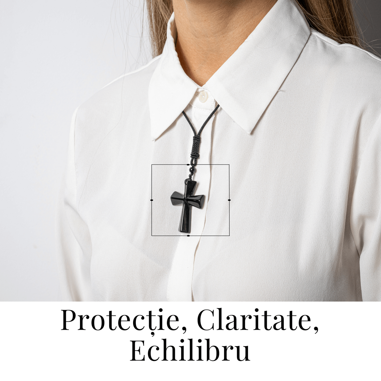 Putere si Protectie - Colier Cruce din Obsidian Natural