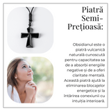 Putere si Protectie - Colier Cruce din Obsidian Natural
