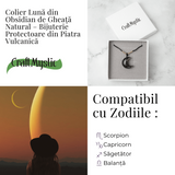 Protectie si Claritate - Colier Luna din Obsidian de Gheata Natural