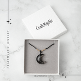 Protectie si Claritate - Colier Luna din Obsidian de Gheata Natural