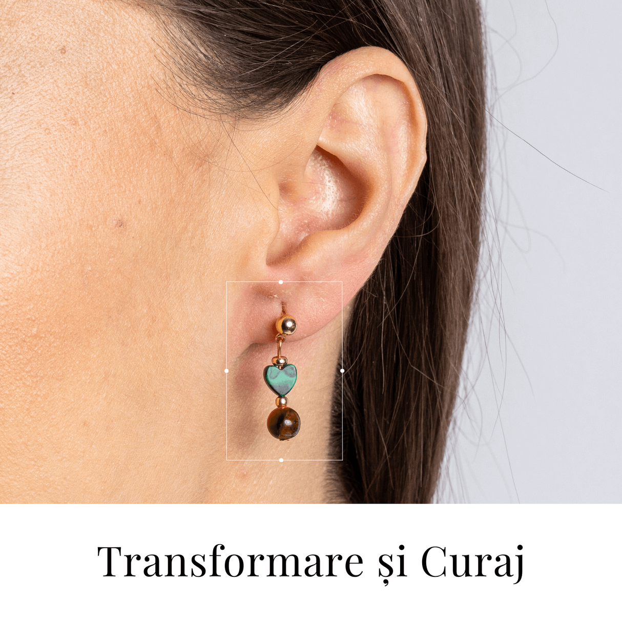 Transformare si Curaj - Cercei cu Malachit Sintetic si Ochi de Tigru