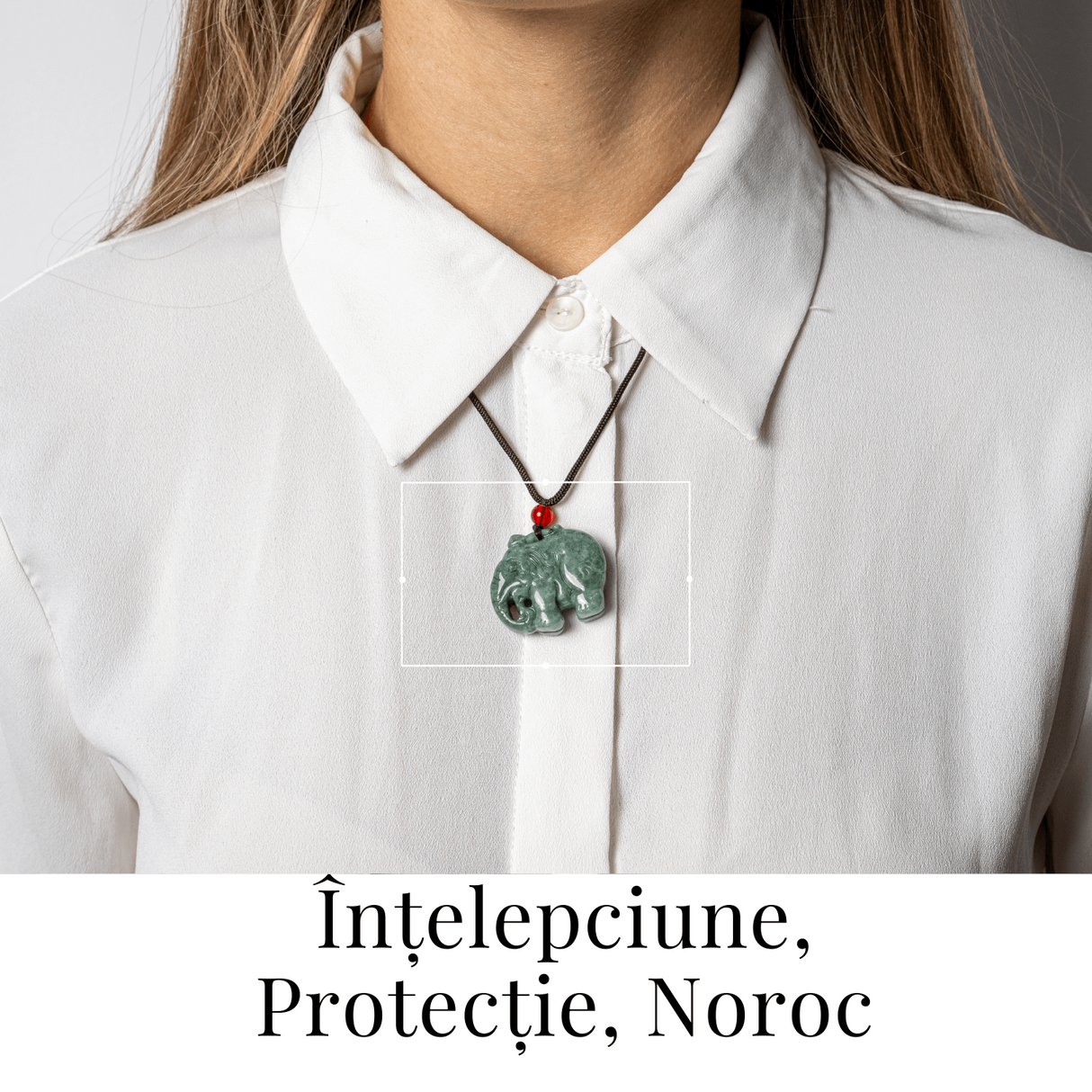 Noroc si Protectie - Colier Elefant din Jad Natural de Rusia