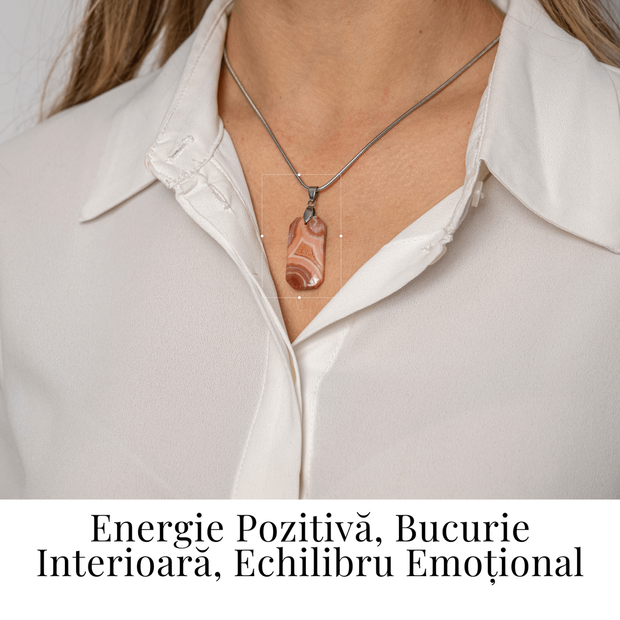 Colier Titanium cu Crazy Lace Agate Dreptunghiular - Energie Pozitiva si Echilibru Emotional