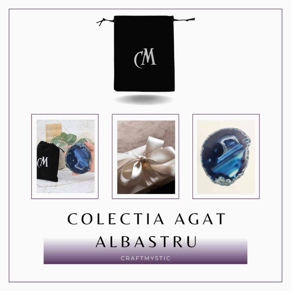 Felie de Agat Albastru in Forma Neregulata 12-14 cm - Imbunatateste Creativitatea si Energia Pozitiva