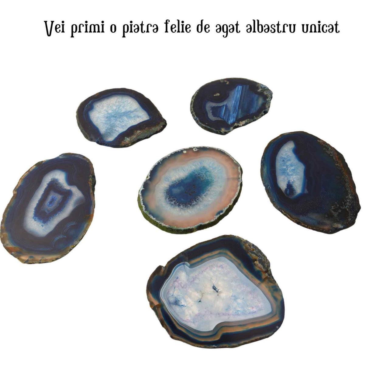 Felie de Agat Albastru in Forma Neregulata 12-14 cm - Imbunatateste Creativitatea si Energia Pozitiva