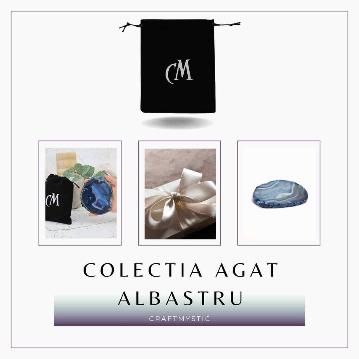 Felie de Agat Albastru 7-8 cm forma neregulata– Calm si Claritate Mentala