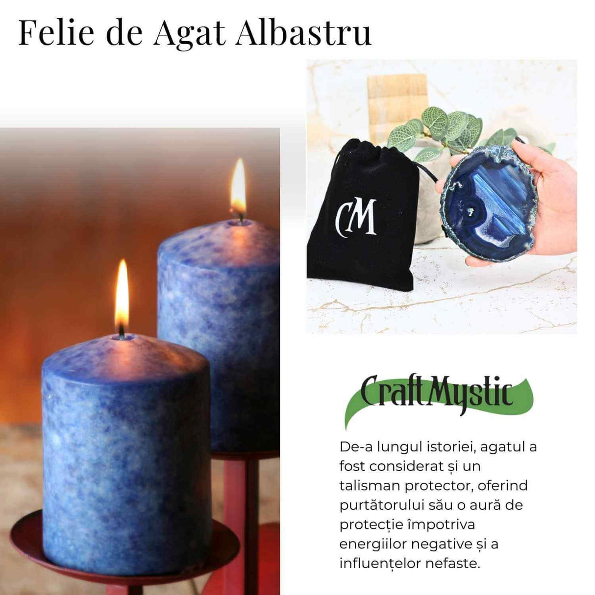 Felie de Agat Albastru 9-10 cm – Calm si Claritate Mentala
