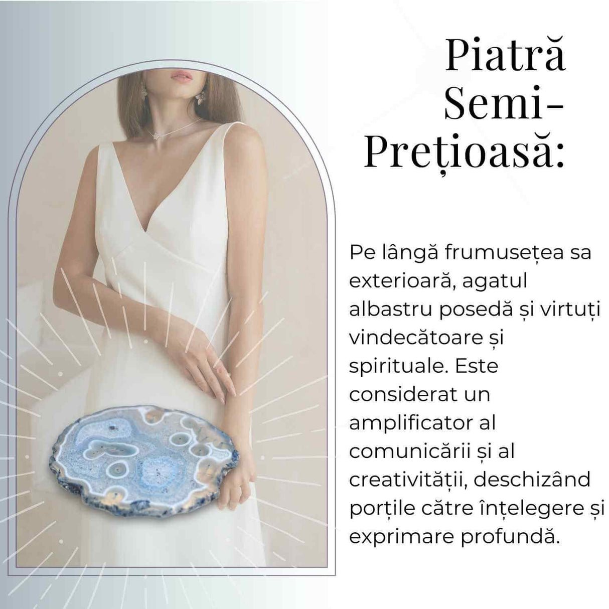 Felie de Agat Albastru 9-10 cm – Calm si Claritate Mentala