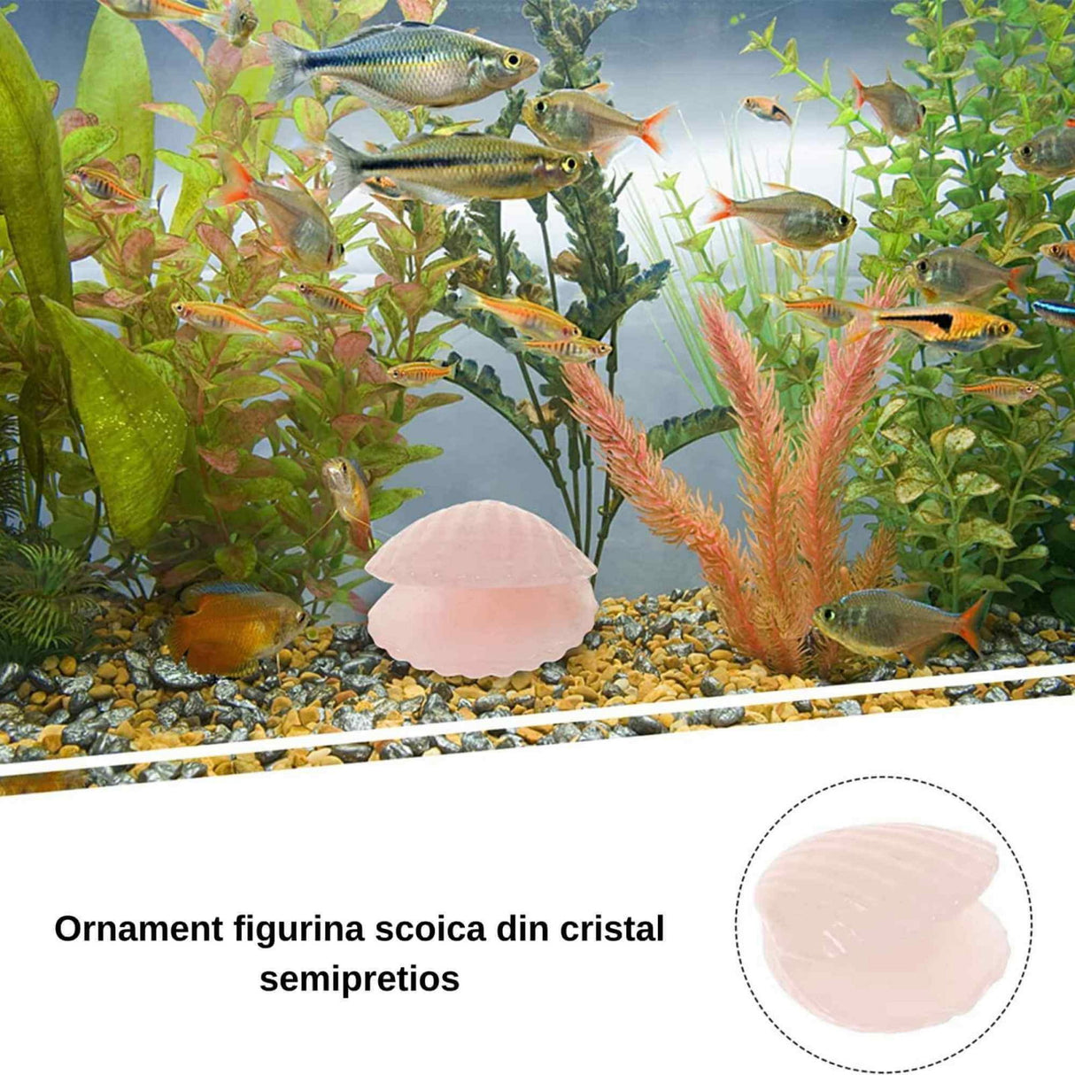 Figurina 4 cm din cristal natural Cuart Roz in forma de scoica, ornamente pentru acvariu, marturie tip cadou de nunta, proiecte DIY