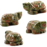 Figurina broasca testoasa 4 cm de cristal semipretios Unakite - Sculptura din piatra vindecatoare reiki de buzunar pentru decor, colectie