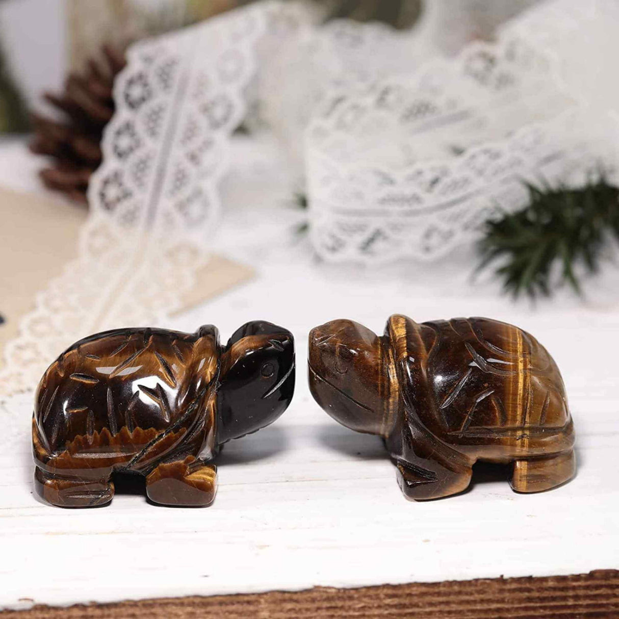 Figurina broasca testoasa 4 cm de cristal semipretios Ametist - Sculptura din piatra vindecatoare reiki de buzunar pentru decor, colectie