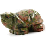 Figurina broasca testoasa 4 cm de cristal semipretios Unakite - Sculptura din piatra vindecatoare reiki de buzunar pentru decor, colectie