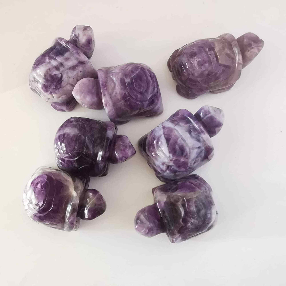 Figurina broasca testoasa 4 cm de cristal semipretios Ametist - Sculptura din piatra vindecatoare reiki de buzunar pentru decor, colectie