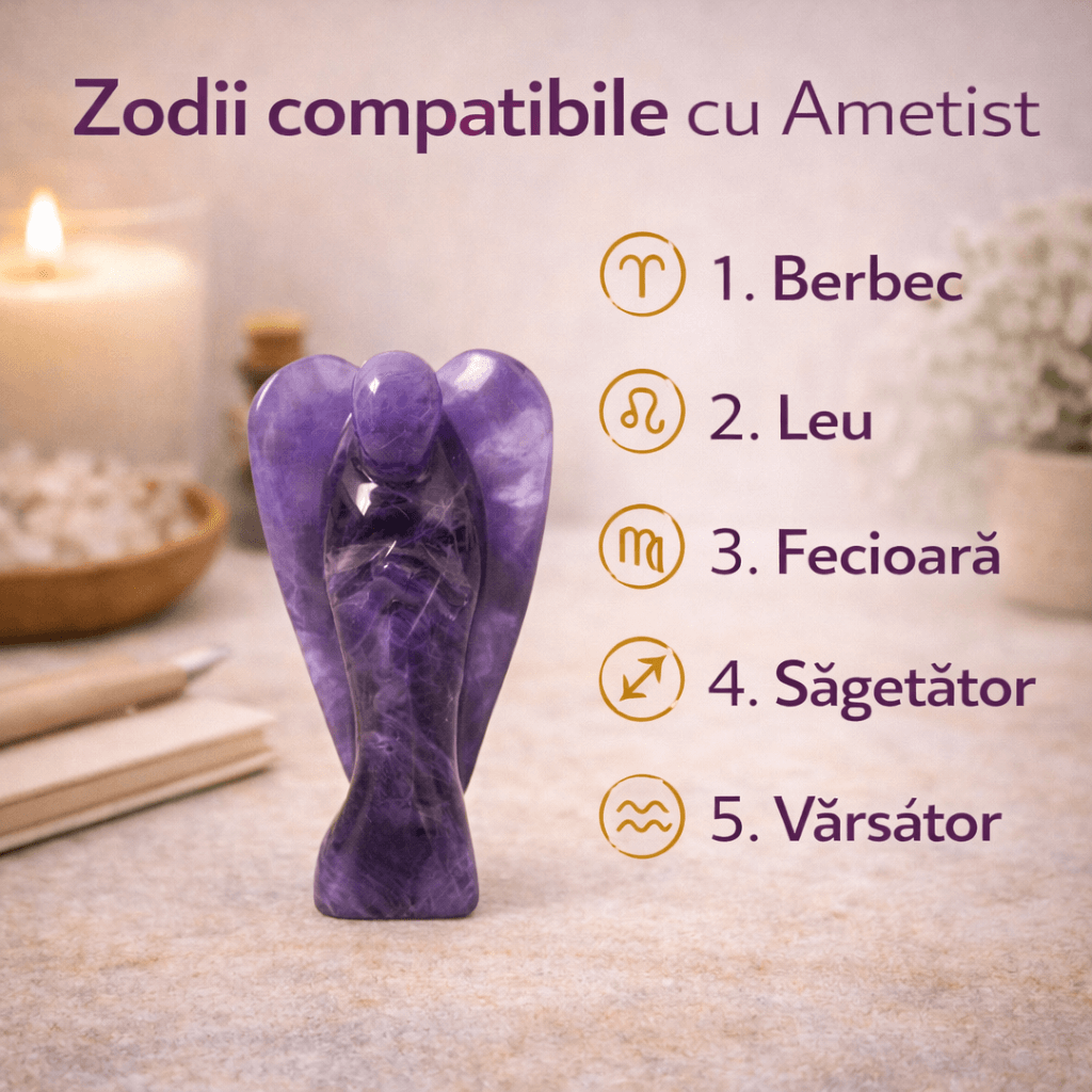 Inger din Ametist – Protectie Divina, Liniste Interioara si Claritate Spirituala