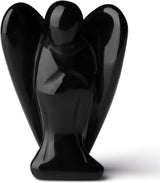 Figurina 5 cm inger din cristal vindecator Obsidian - Sculptura manuala din piatra naturala lustruita - Decor pentru camera birou cu energie reiki pentru femei barbati