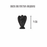 Figurina 5 cm inger din cristal vindecator Obsidian - Sculptura manuala din piatra naturala lustruita - Decor pentru camera birou cu energie reiki pentru femei barbati