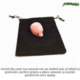 Figurina arici din Cuart Roz 4 cm - Vindecare emotionala si iubire