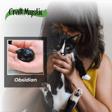 Figurina Pisicuta Adormita 4 cm din Obsidian Natural - Protectie si Liniste