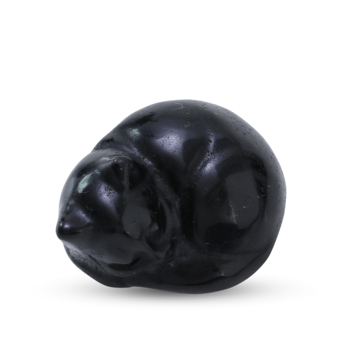 Figurina Pisicuta Adormita 4 cm din Obsidian Natural - Protectie si Liniste