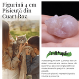Figurina Pisicuta Adormita 4 cm din Cuart Roz - Iubire si Liniste