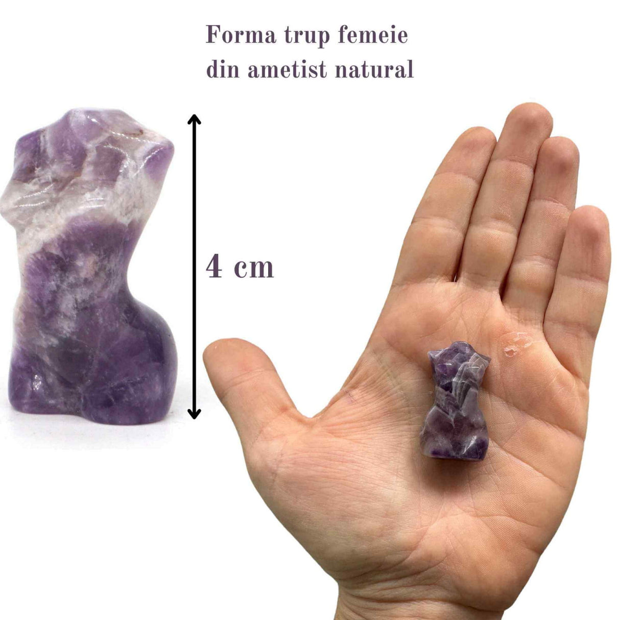 Forma bust femeie din cristal natural Ametist 4 cm sculptat manual