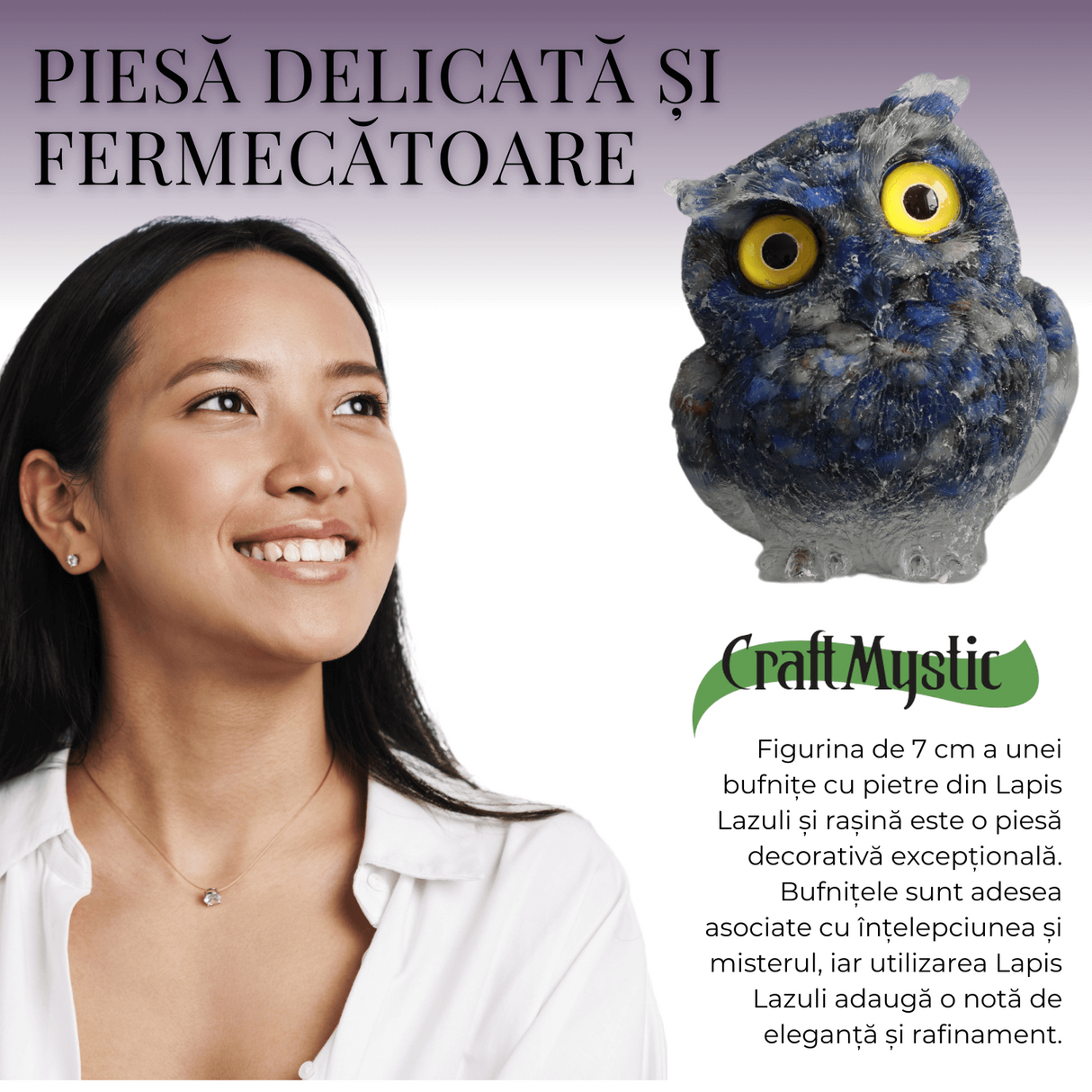Figurina Bufnita din Lapis Lazuli - Talisman de Intelepciune si Protectie