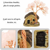 Figurina casuta cu ramuri din cristale naturale Cuart Roz - Decoratiune interior sau exterior, pentru casa, birou, acvariu