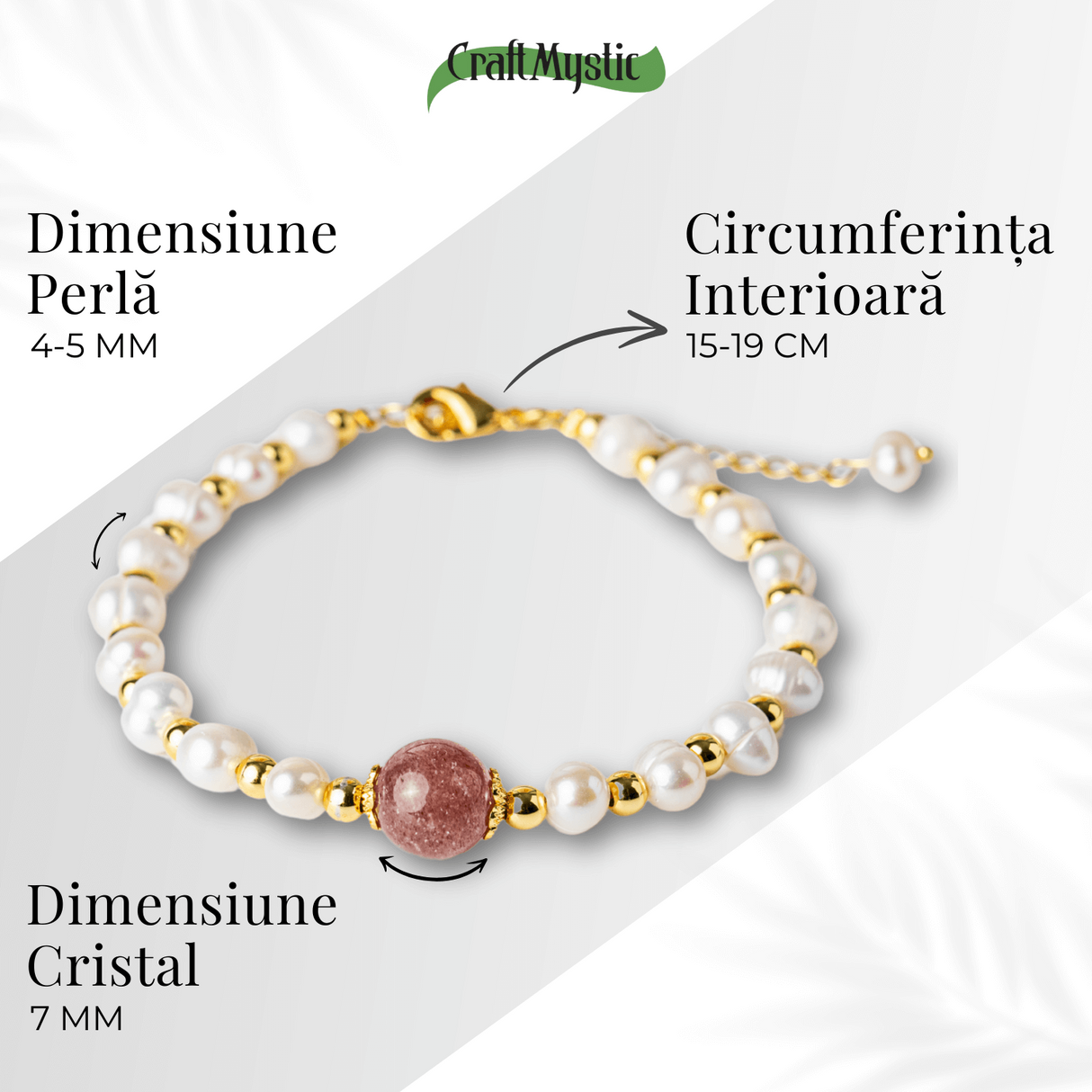 Bijuterie a Inimii Deschise - Bratara cu Cristal Capsuna si Perle