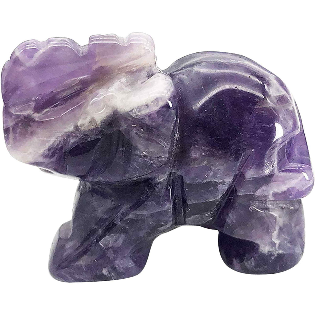 Figurina elefant din piatra semi-pretioasa Ametist sculptata manual - Statuie din cristale vindecatoare Reiki de buzunar pentru meditatie, pace