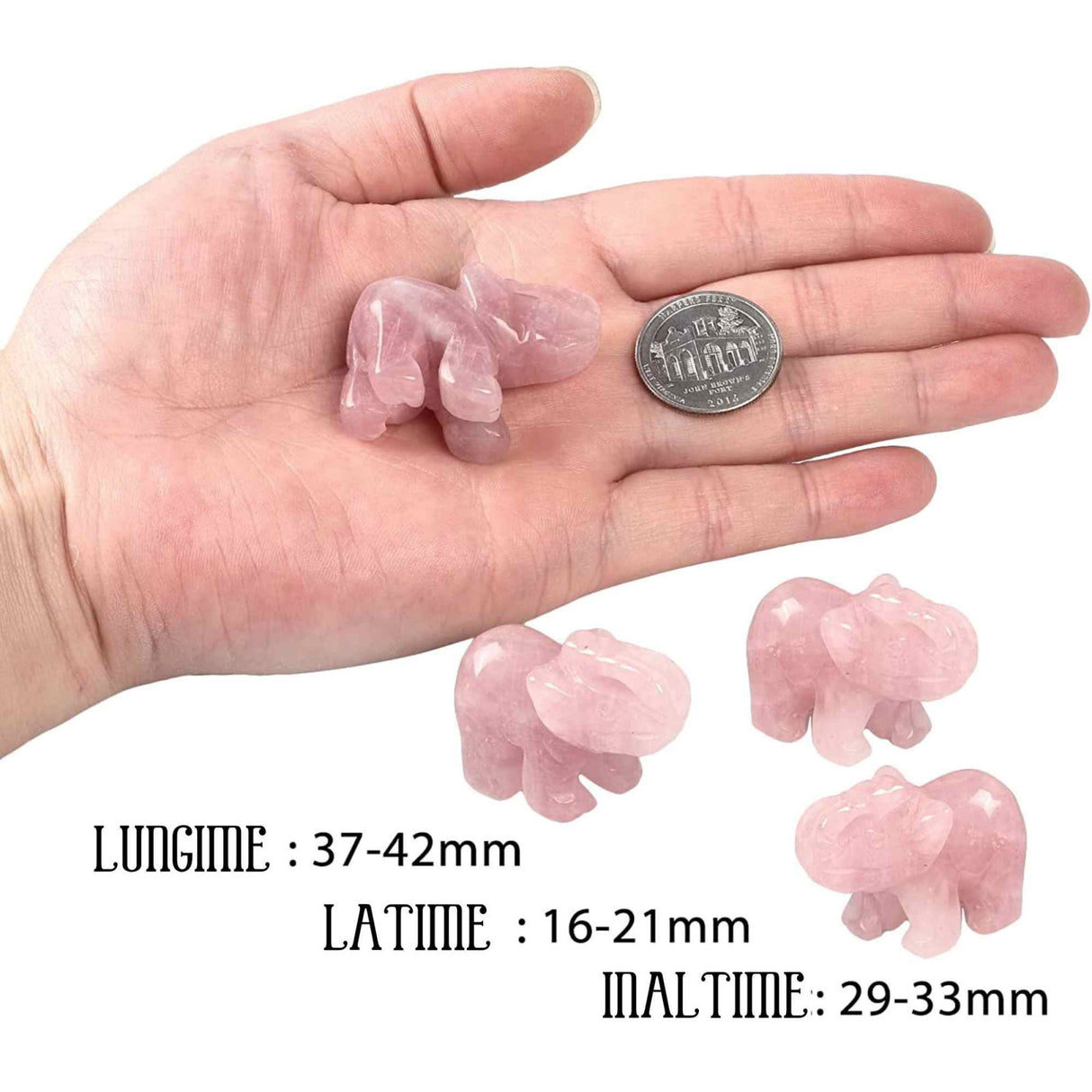 Figurina elefant din piatra semi-pretioasa Ametist sculptata manual - Statuie din cristale vindecatoare Reiki de buzunar pentru meditatie, pace