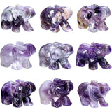 Figurina elefant din piatra semi-pretioasa Ametist sculptata manual - Statuie din cristale vindecatoare Reiki de buzunar pentru meditatie, pace