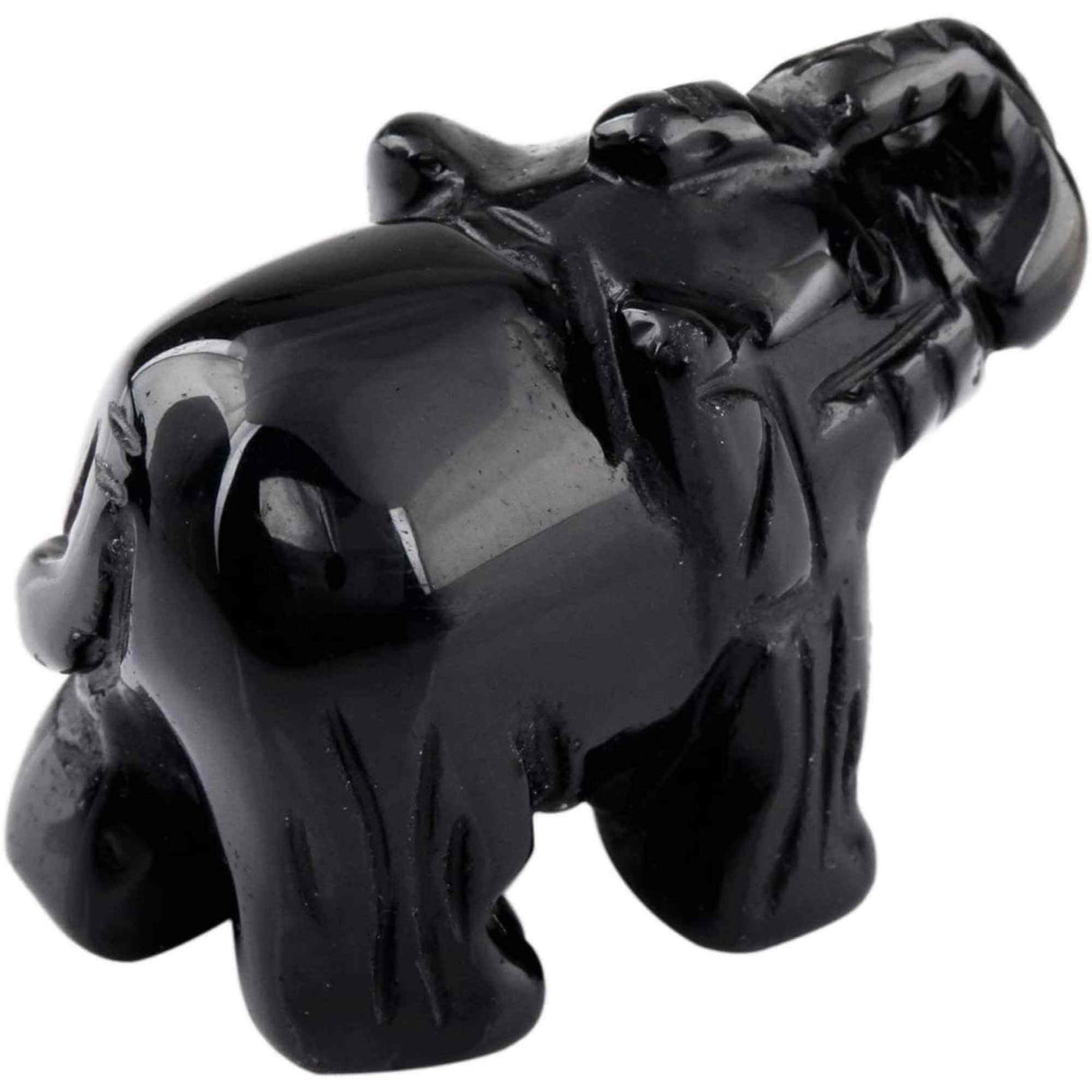 Figurina elefant din piatra semi-pretioasa Ametist sculptata manual - Statuie din cristale vindecatoare Reiki de buzunar pentru meditatie, pace