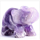 Figurina elefant din piatra semi-pretioasa Ametist sculptata manual - Statuie din cristale vindecatoare Reiki de buzunar pentru meditatie, pace