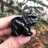 Figurina elefant din piatra semi-pretioasa Ametist sculptata manual - Statuie din cristale vindecatoare Reiki de buzunar pentru meditatie, pace