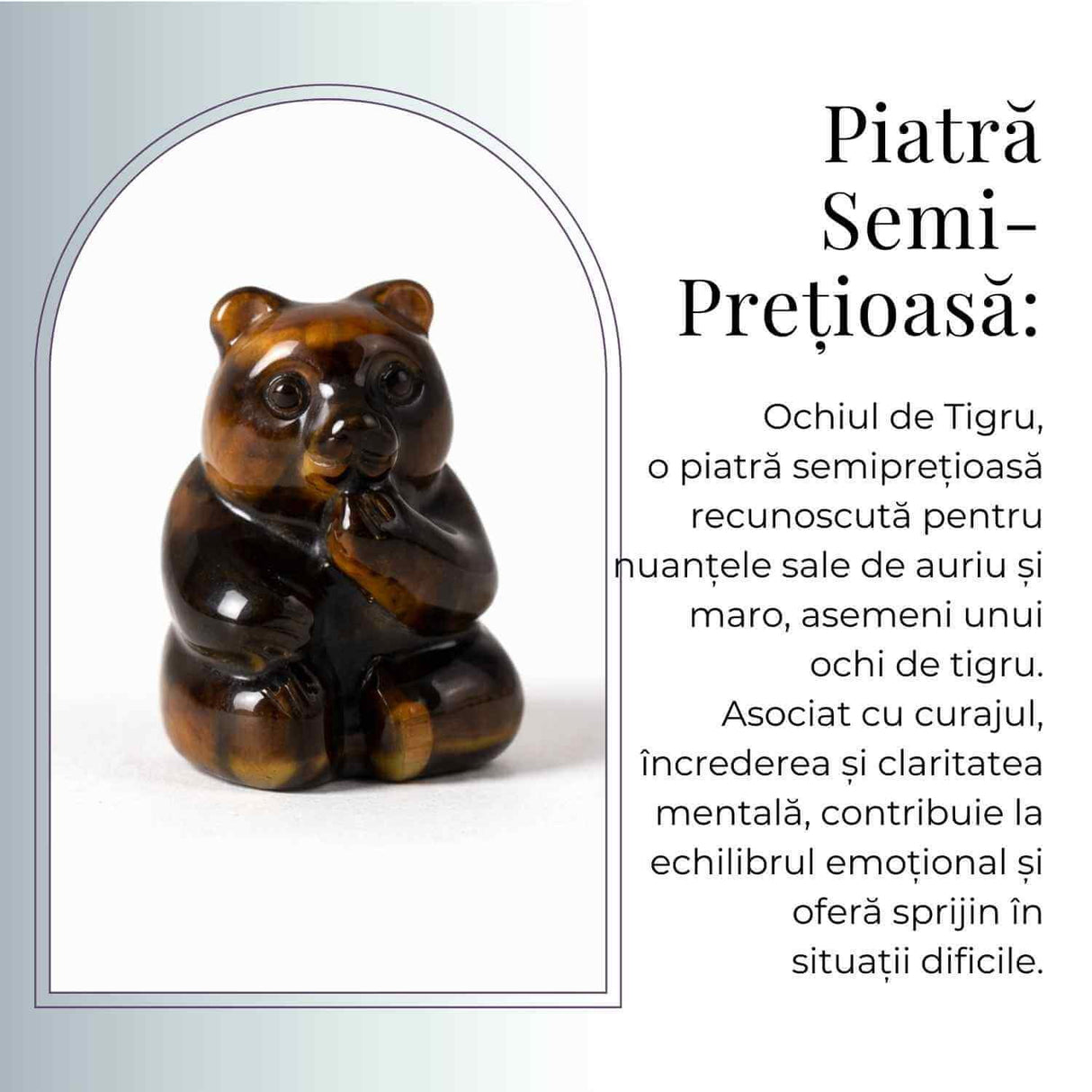 Figurina Urs Protector din Ochi de Tigru – Curaj, Stabilitate si Incredere Interioara