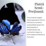 Figurina Fluture din Turmalina Neagra Electroplacata - Protectie si Transformare