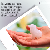 Figurina Lup din Cuart Roz Natural, 5 cm - Favorizeaza Echilibrul Emoțional si Armonia