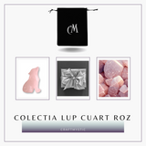 Figurina Lup din Cuart Roz Natural, 5 cm - Favorizeaza Echilibrul Emoțional si Armonia