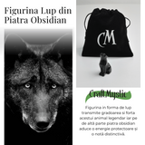 Figurina Lup din Obsidian Natural, 5 cm - Protector Energetic si Sprijin în Transformare
