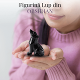 Figurina Lup din Obsidian Natural, 5 cm - Protector Energetic si Sprijin în Transformare