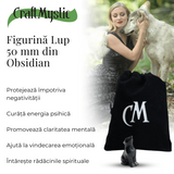 Figurina Lup din Obsidian Natural, 5 cm - Protector Energetic si Sprijin în Transformare