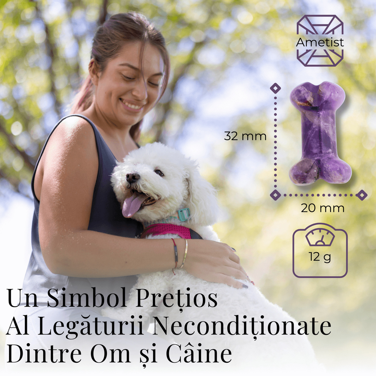 Figurina in Forma de Os din Cristale Naturale 30mm