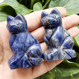 Figurina Obsidian pisica 4cm sculptata manual din cristal semipretios - Statuie pisica din cristal vindecator natural pisica pentru decorarea interioara, buzunar