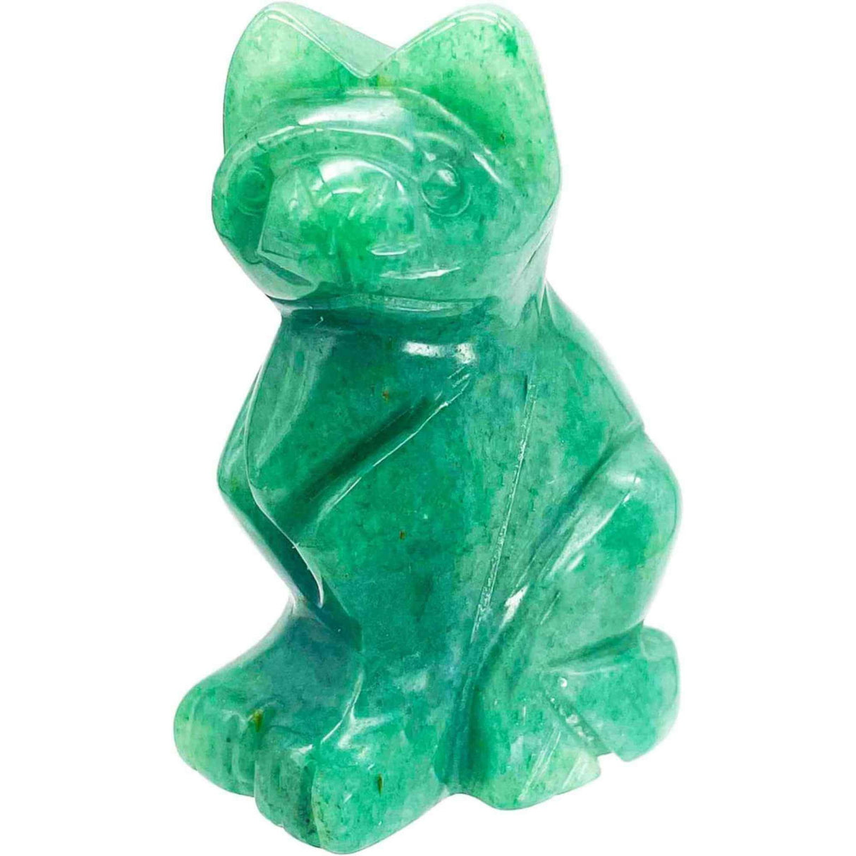 Figurina Aventurin Verde pisica 4cm sculptata manual din cristal semipretios - Statuie pisica din cristal vindecator natural pisica pentru decorarea interioara, buzunar