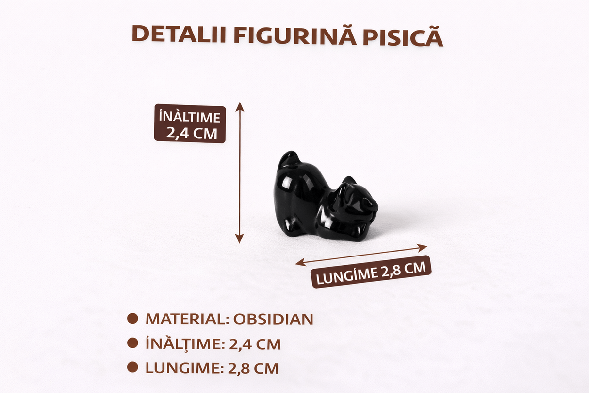 Pisicuta Alintata din Obsidian Negru – Talisman de Protectie si Intuitie