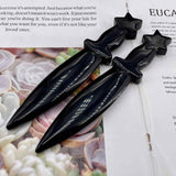 Figurina Pumnal din Obsidian Natural - Decor Elegant, Vindecare Reiki