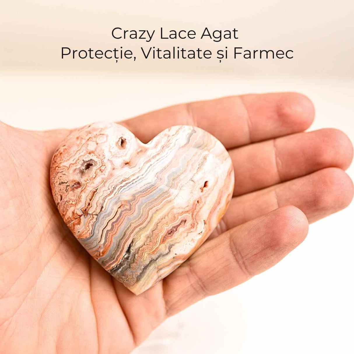 Inima din Crazy Lace Agat - Energie, Echilibru si Vitalitate
