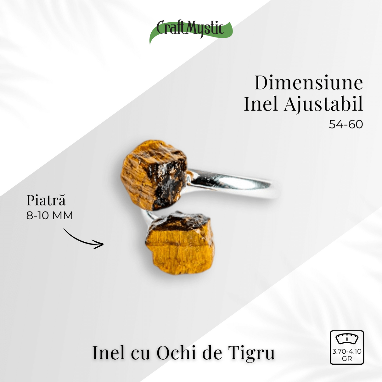 Protectie in fiecare zi - Inel dublu Ochi de tigru natural in forma bruta