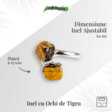 Protectie in fiecare zi - Inel dublu Ochi de tigru natural in forma bruta