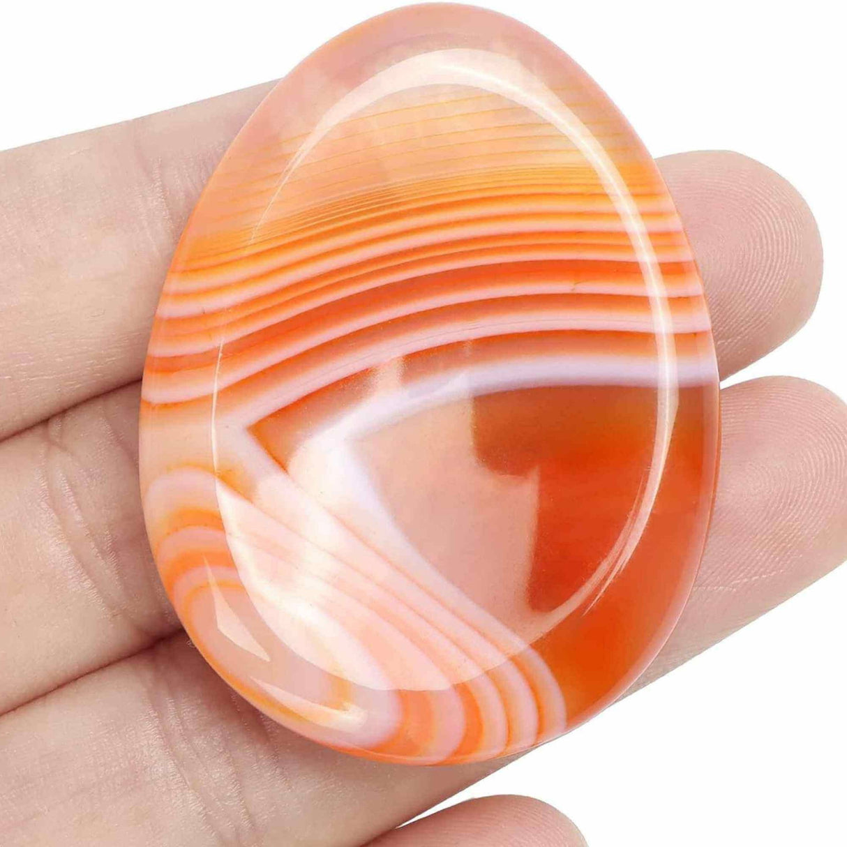 Piatra terapeutica 4 cm "Worry Stone" Carneol rosu - Pietre semipretioase de buzunar sculptate manual oval